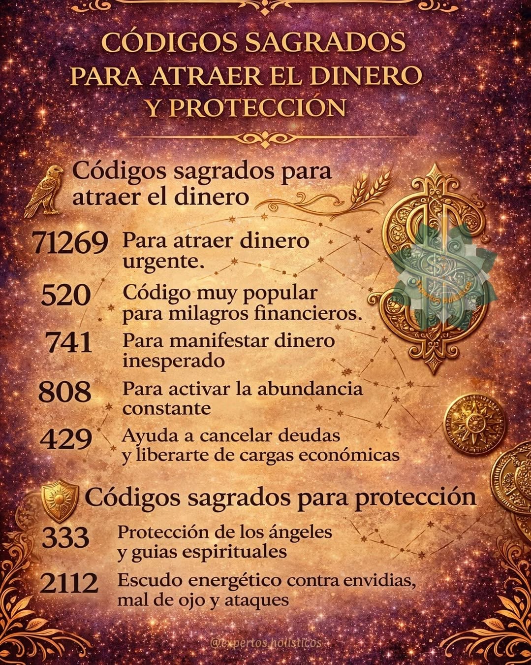 Practica estos códigos Sagrados. Comparte, manifiesta y sigueme