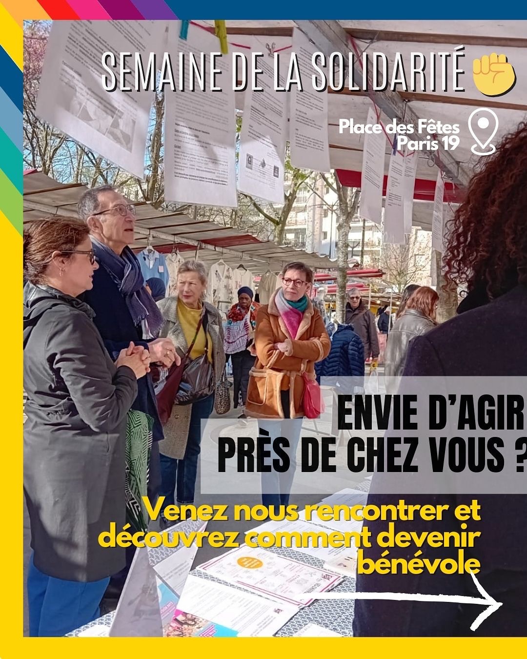 📍 Place des Fêtes – Cette semaine, la Fondation Maison des Champs est présente sur le marché, aux côtés de la @lafabriquedelasolidarite de @paris_maville , pour aller à la rencontre des habitant·es. de @mairie19
🤝 Objectif : faire connaître nos actions sociales et inviter celles et ceux qui le souhaitent à s’engager comme bénévoles auprès des plus fragiles.
🧁 Sur le stand : des témoignages, des infos, des sourires… et même des gâteaux faits maison 💙
➡️ Et vous, si vous donniez un peu de votre temps ? #solidarite #benevolat #paris19 #semainedelasolidarité #fondationmaisondeschamps #fabriquedelasolidarité #engagementcitoyen