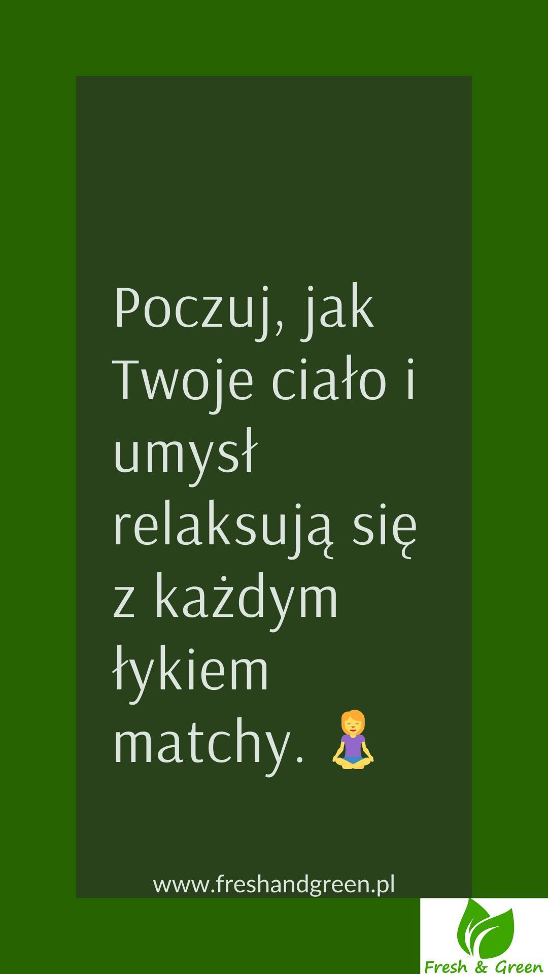 CIESZ SIĘ CHWILĄ SPOKOJU Z FILIŻANKĄ MATCHY W DŁONI.
Matcha to nie tylko napój – to sposób na odnalezienie harmonii i równowagi każdego dnia. 🌱
Każda filiżanka matchy to moment na zatrzymanie się i złapanie oddechu. 🍃
Poczuj, jak Twoje ciało i umysł relaksują się z każdym łykiem matchy. 🧘♀️
Pij matchę i odkryj, jak może pomóc ci znaleźć wewnętrzny spokój i odprężenie. 🍵#freshandgreen #matcha #zdrowie #harmonia #wellnessSprawdź nasze profile:
Instagram: https://www.instagram.com/freshandgreen1/
Facebook: https://www.facebook.com/freshgreentea/
YouTube: https://www.youtube.com/@freshandgreen1
Nasza strona internetowa: https://www.freshandgreen.pl